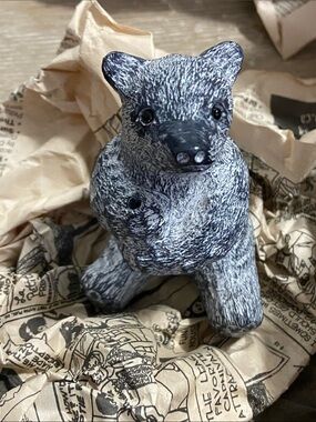 Vintage Wolf Canada Carved Stone Bear Figurine Sculpture Nordic Art